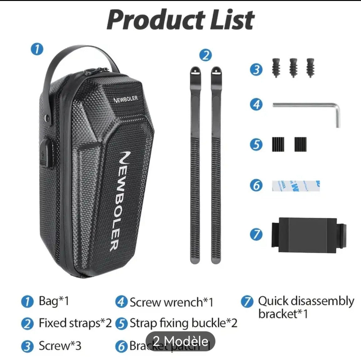 Sac accessoires vélos ou trottinette électrique BEG848 (5L, Noir)